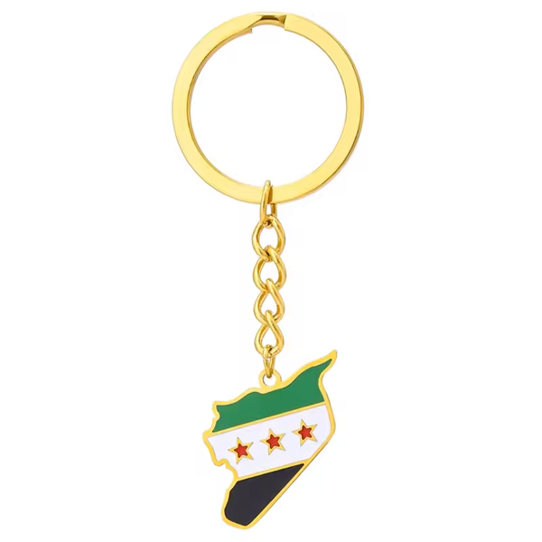 Syria Map Keychain with Freedom Flag Design